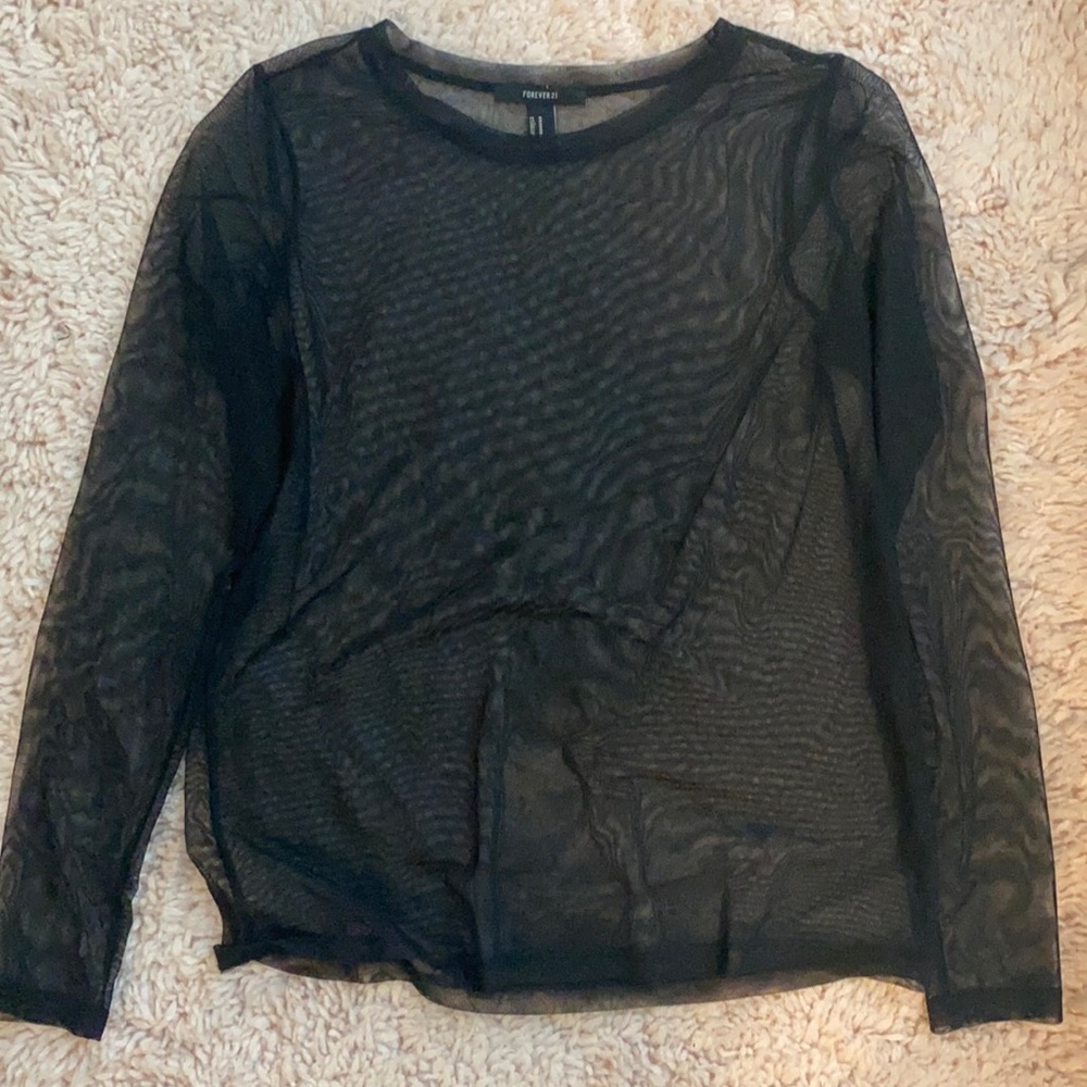 Plain black sheer top